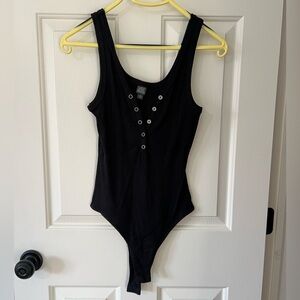 Black Snap Front Bodysuit